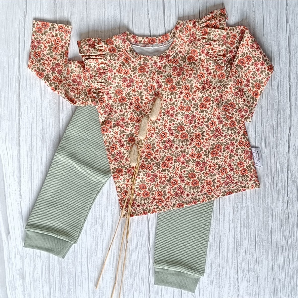 Ruffle Longsleeve kleiroze Bloemen