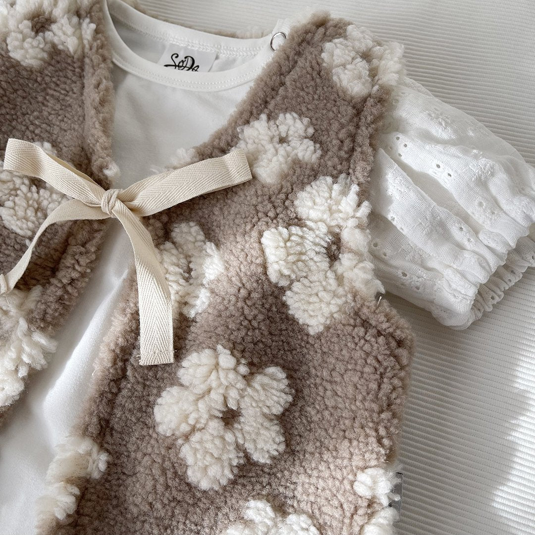 Gilet Teddy Flowers taupe