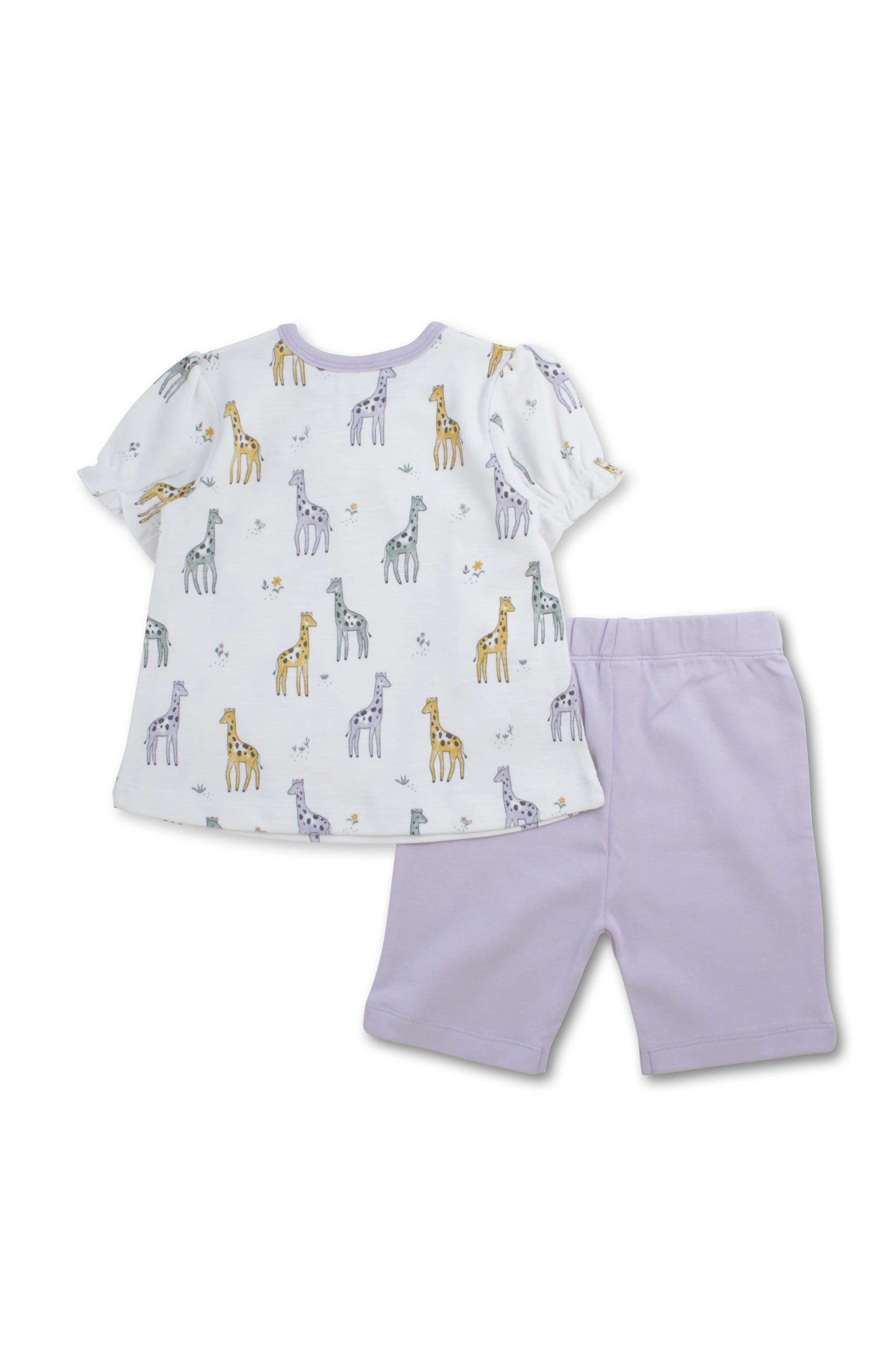 Twee-delige babyset – Giraffeprint – Lila/Wit