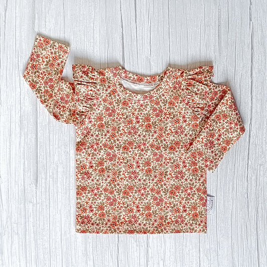 Ruffle Longsleeve kleiroze Bloemen
