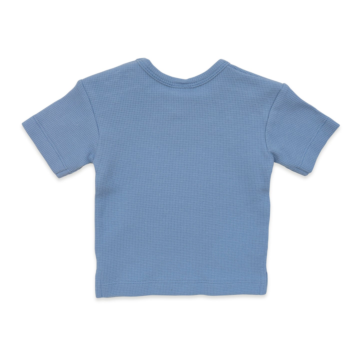 Basic T-shirt – Blauw met houten knoopjes