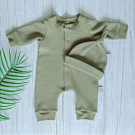 Boxpakje wafeljersey olijfgroen
