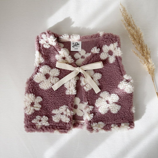 Gilet Teddy Flowers oud roze