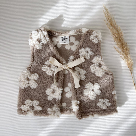 Gilet Teddy Flowers taupe