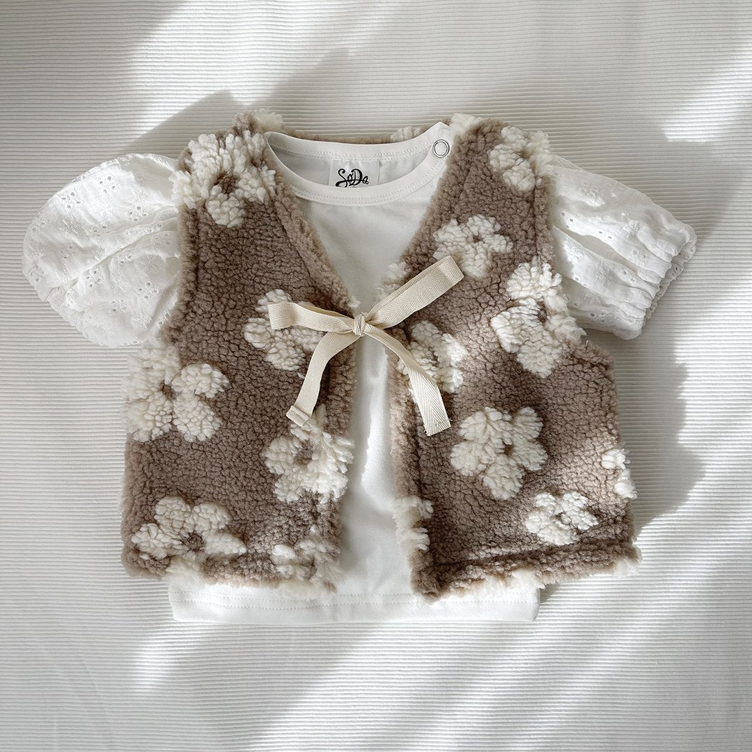 Gilet Teddy Flowers taupe
