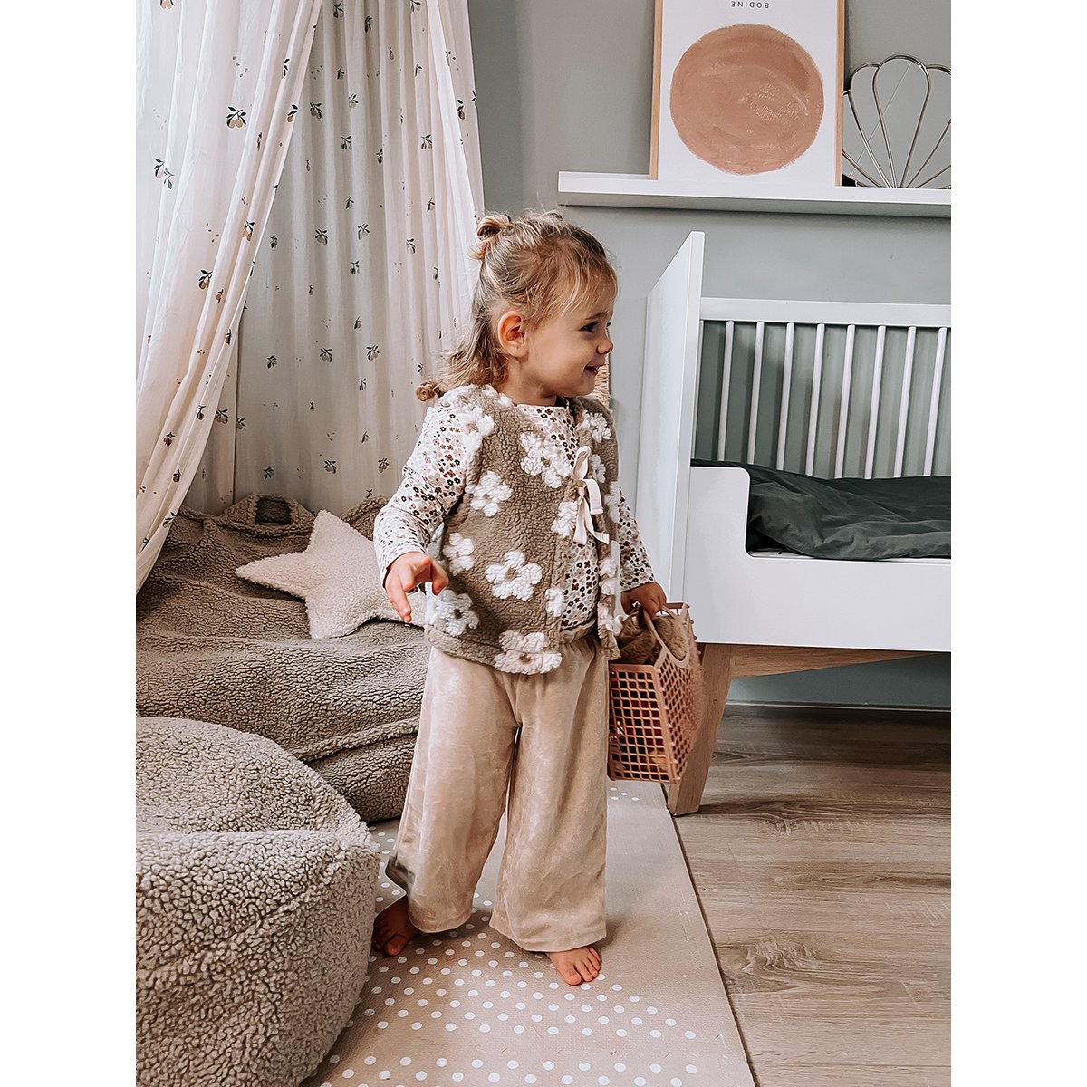 Gilet Teddy Flowers taupe