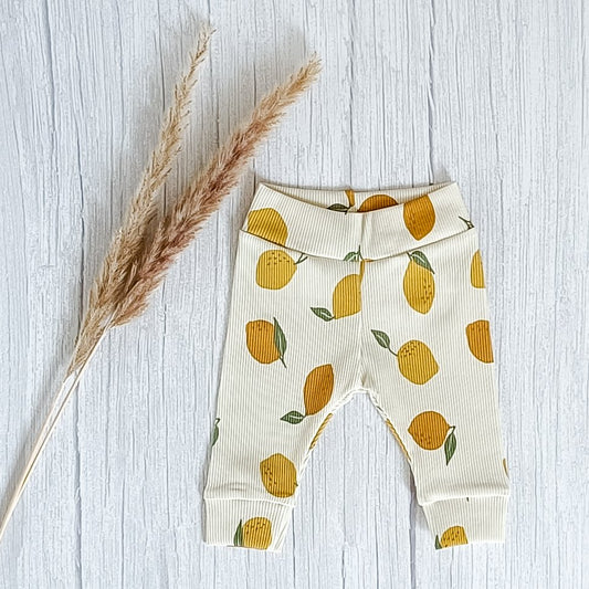 Legging ribjersey citroenen
