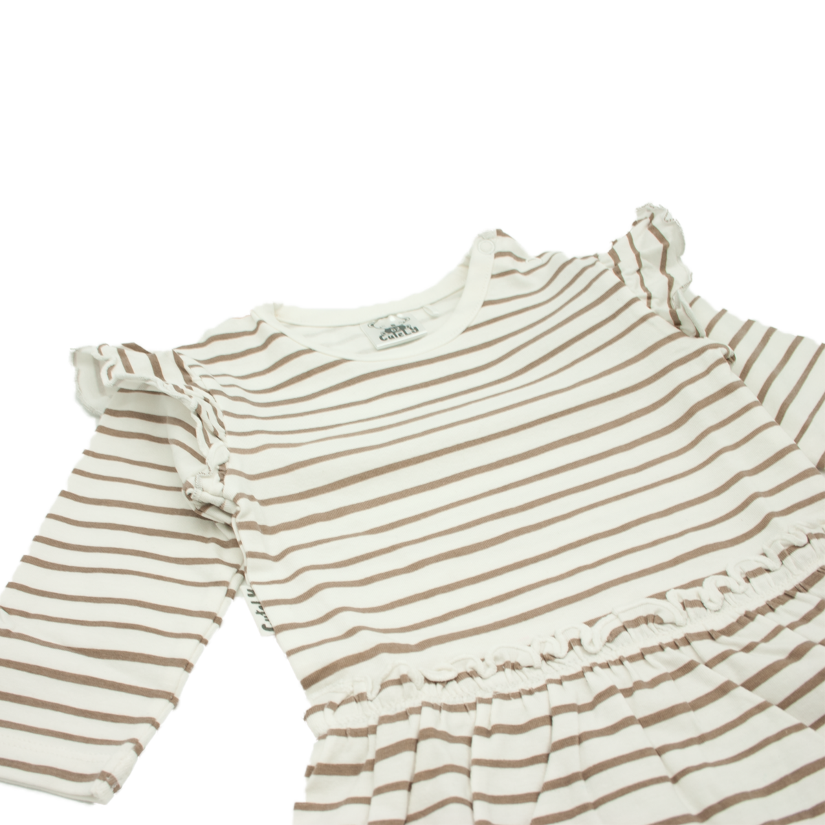 Off white taupe jurkje met ruches