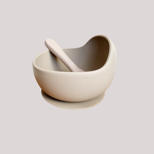 Siliconen kom met zuignap en lepel - Zand