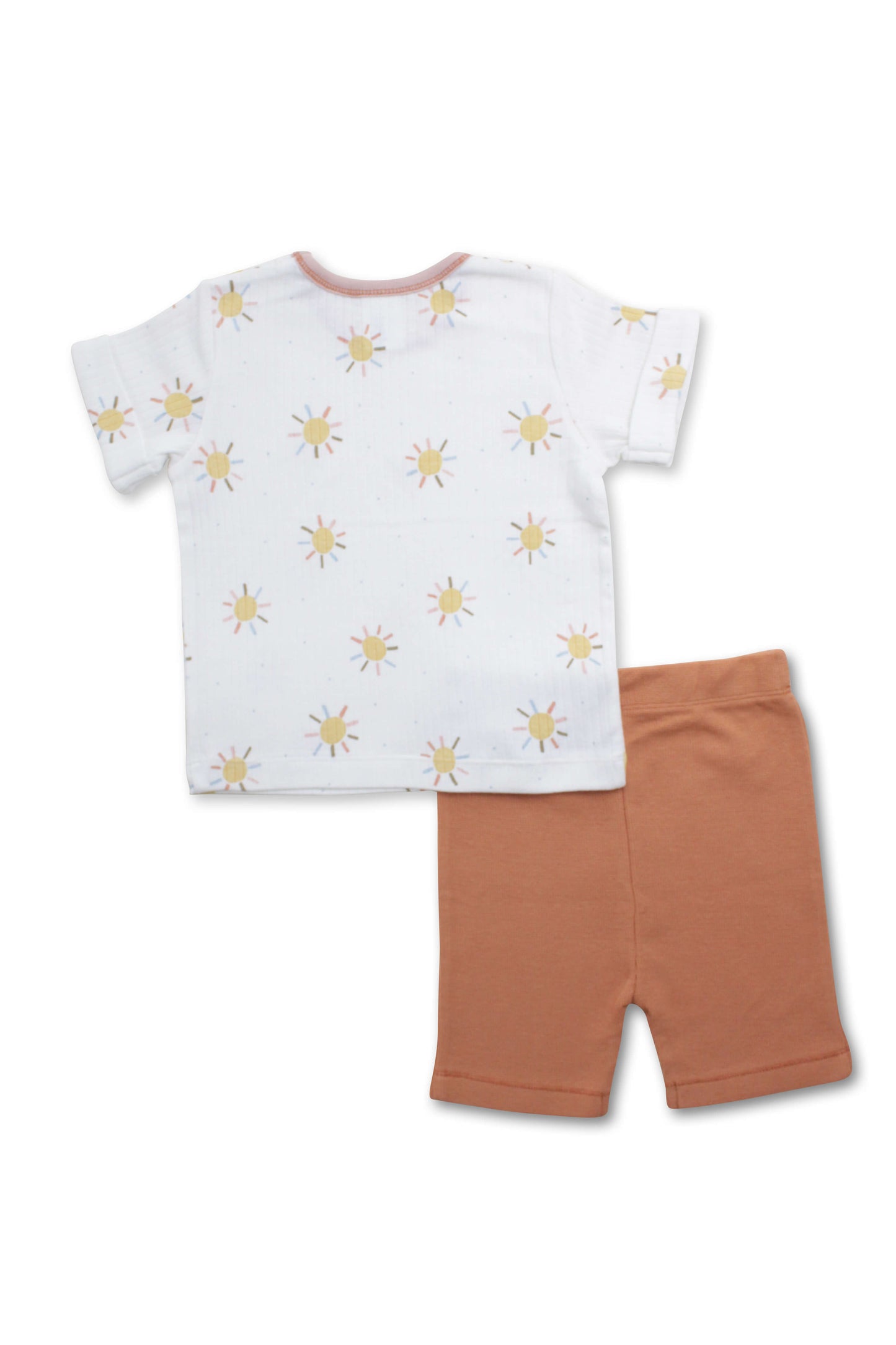 Twee-delige babyset – Zonnetjesprint – Roest/Wit