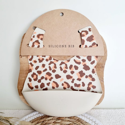 Siliconen slabber Luipaard - Beige
